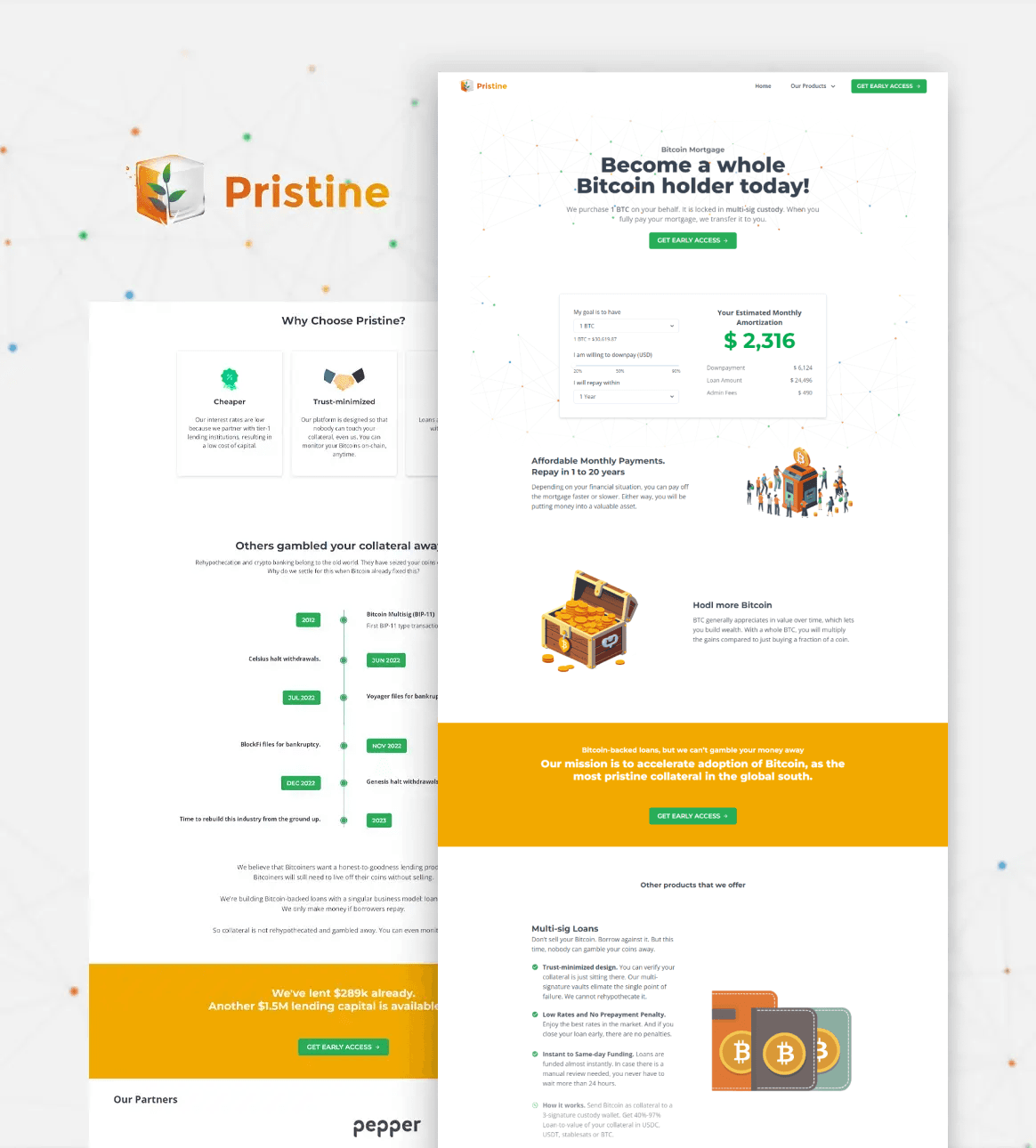 Pristine bitcoin mortgage site